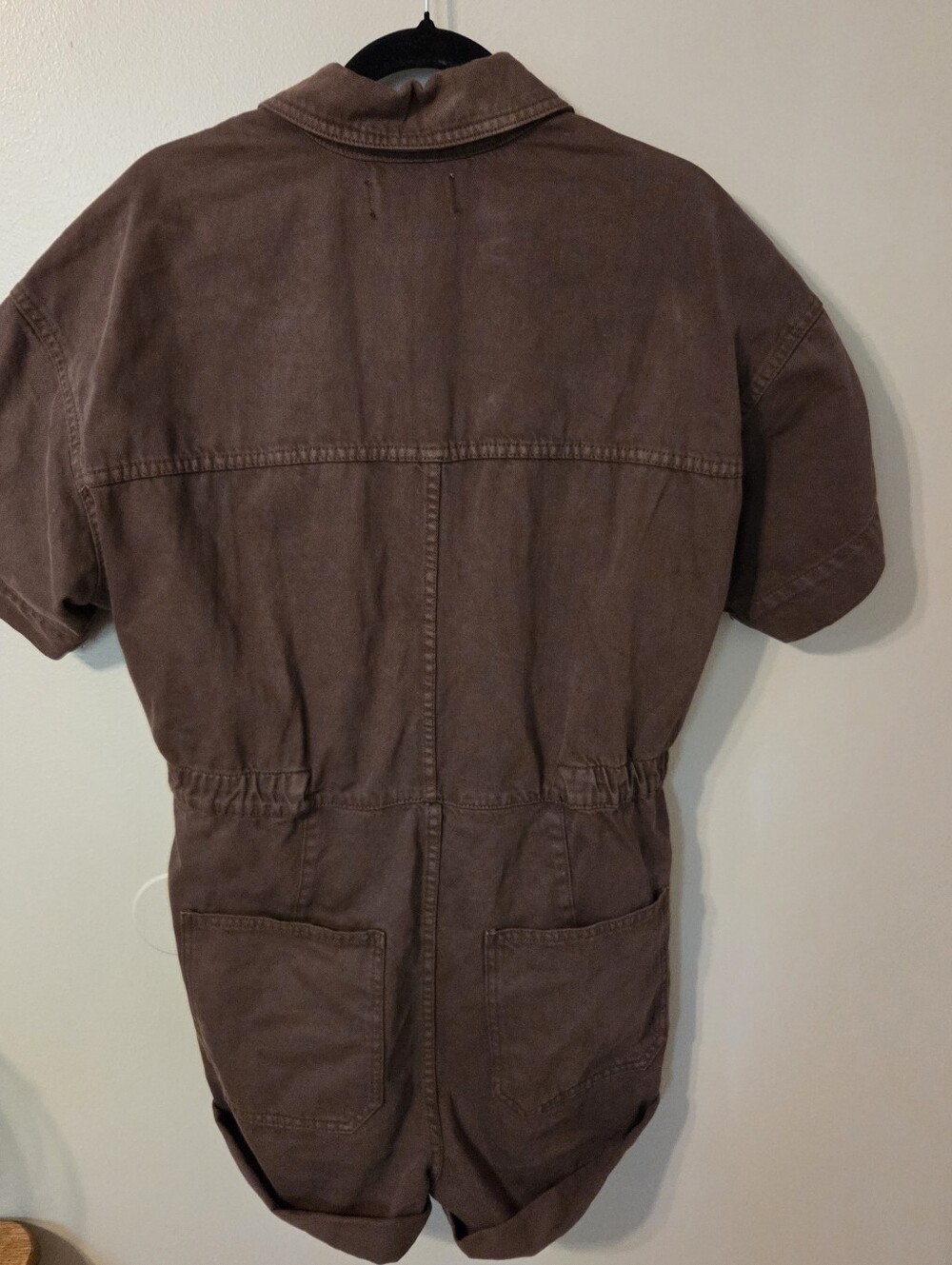 Free People Women's Brown Marci Denim Shortalls Romper. Sz L NWOT - Picture 5 of 13